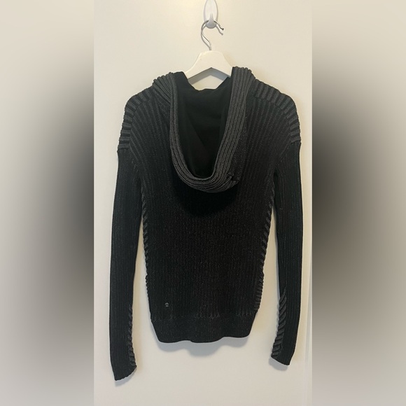 Lululemon Athletica Embrace Hoodie Knit Heathered Medium Grey Black Women’s SZ 6 - Picture 7 of 12